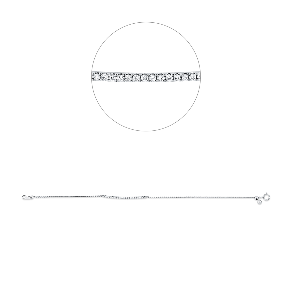diamond full cut  modern woman bracelet in white gold