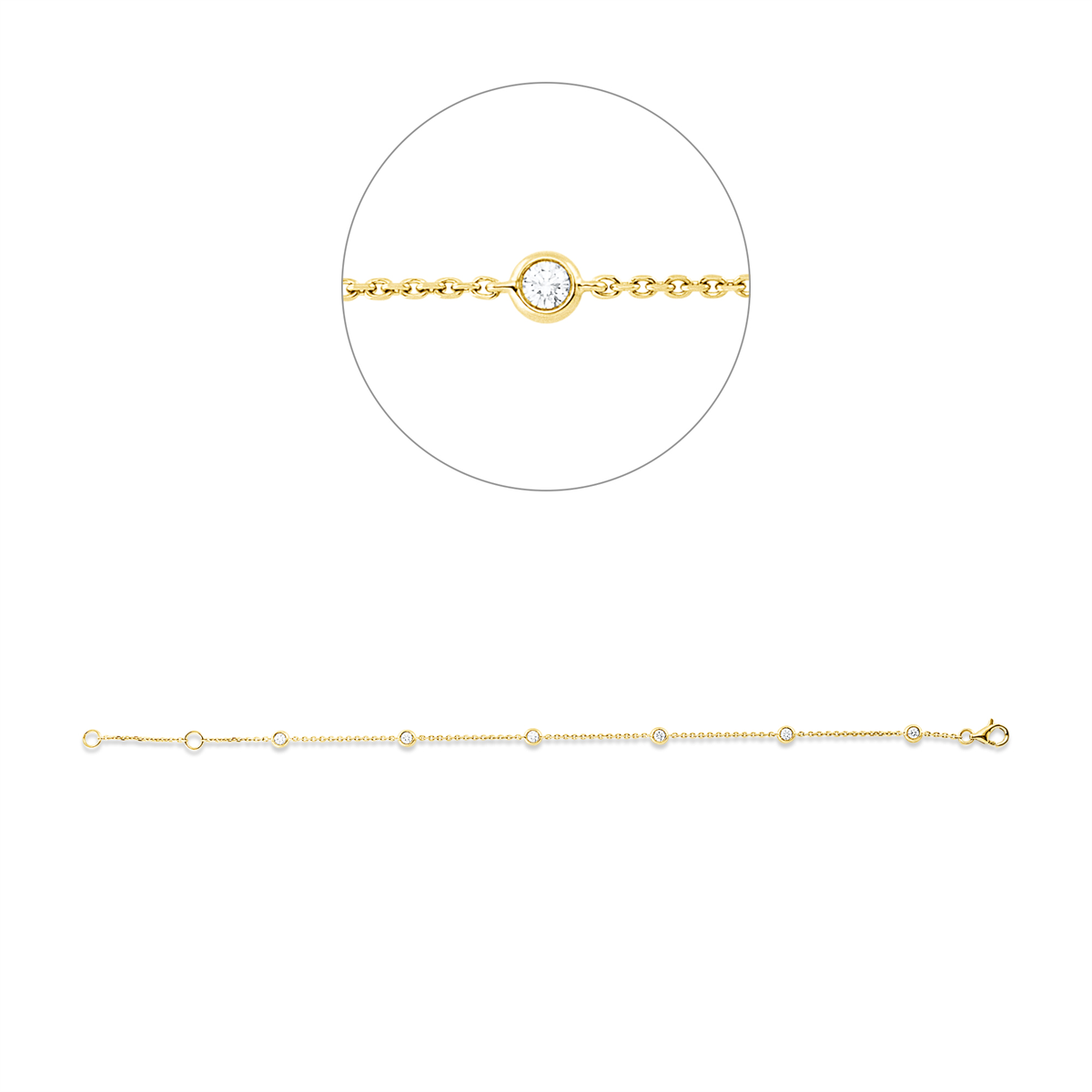 diamond full cut  modern woman bracelet in yellow gold