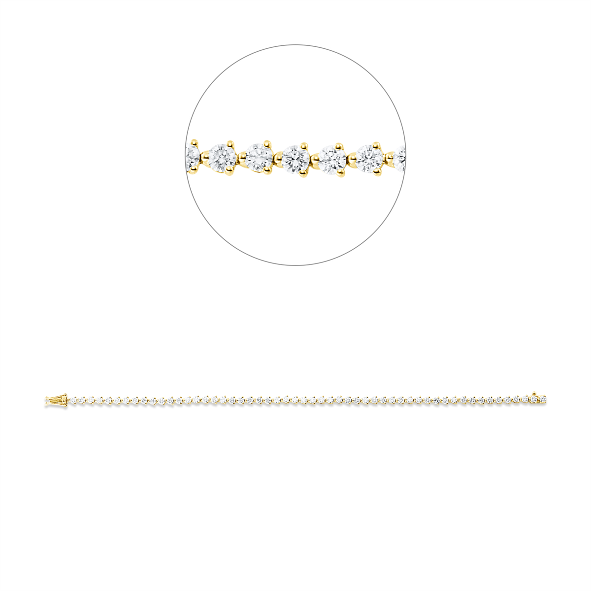 diamond full cut  tennis bracelet bracelet in yellow gold