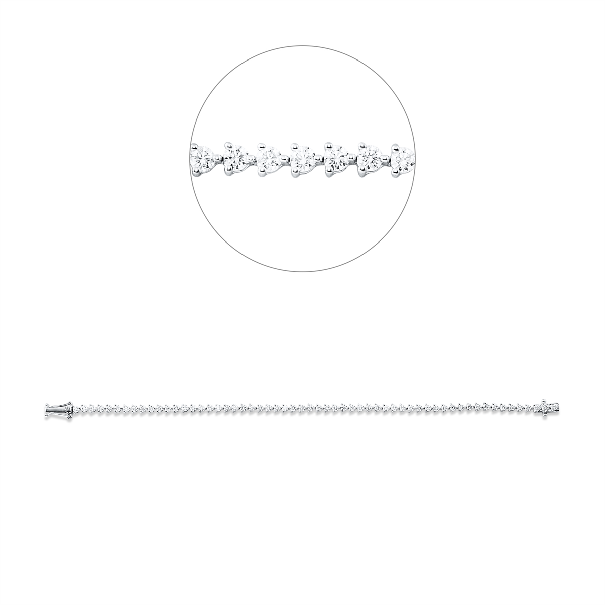 diamond full cut  tennis bracelet bracelet in white gold