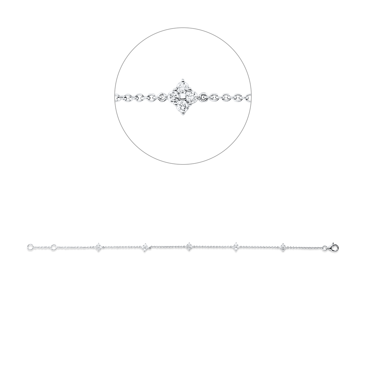 diamond full cut  modern woman bracelet in white gold
