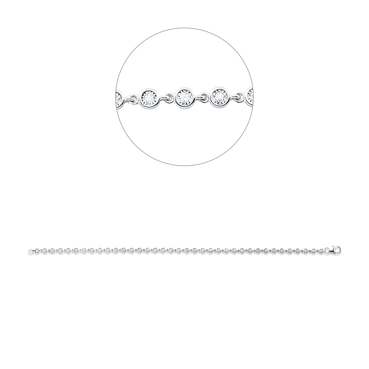 diamond full cut  modern woman bracelet in white gold