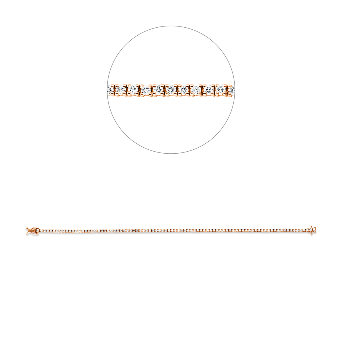 diamond full cut  tennis bracelet bracelet in red gold
