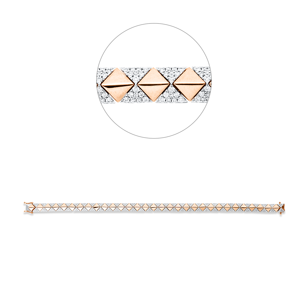 diamond full cut  exclusive bracelet in red gold / white gold