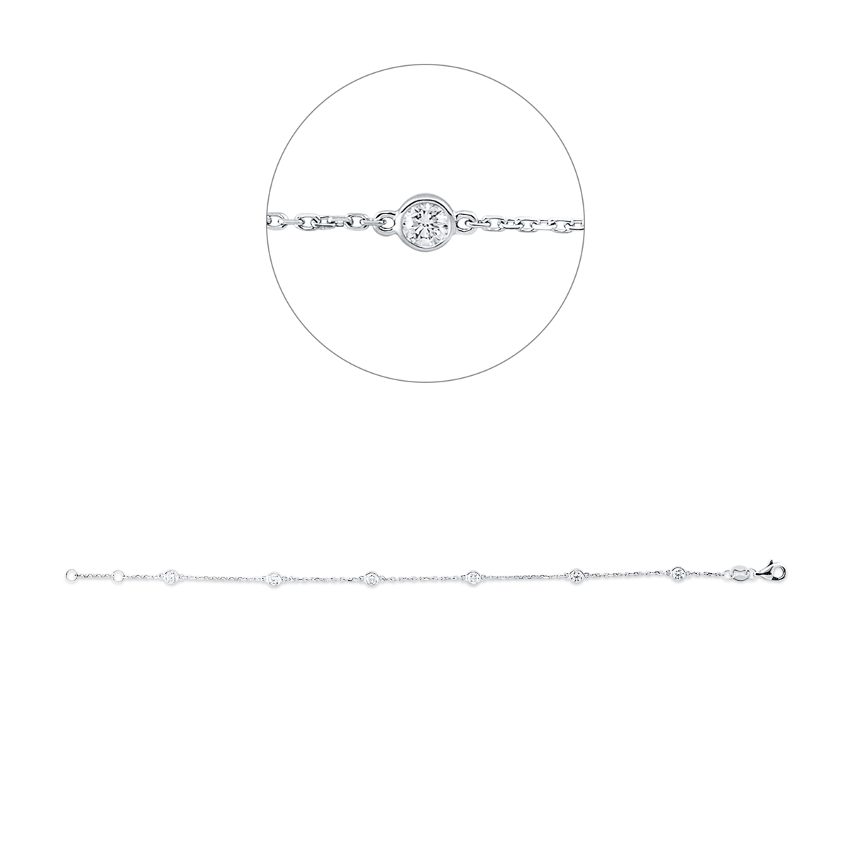 diamond full cut  modern woman bracelet in white gold