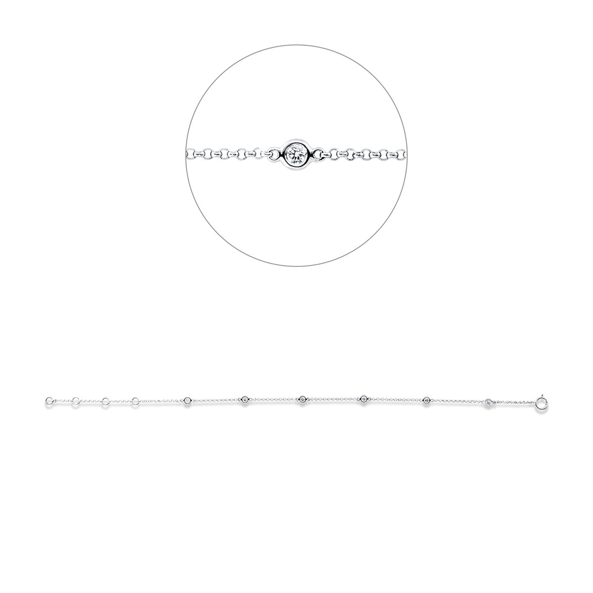 diamond full cut  modern woman bracelet in white gold