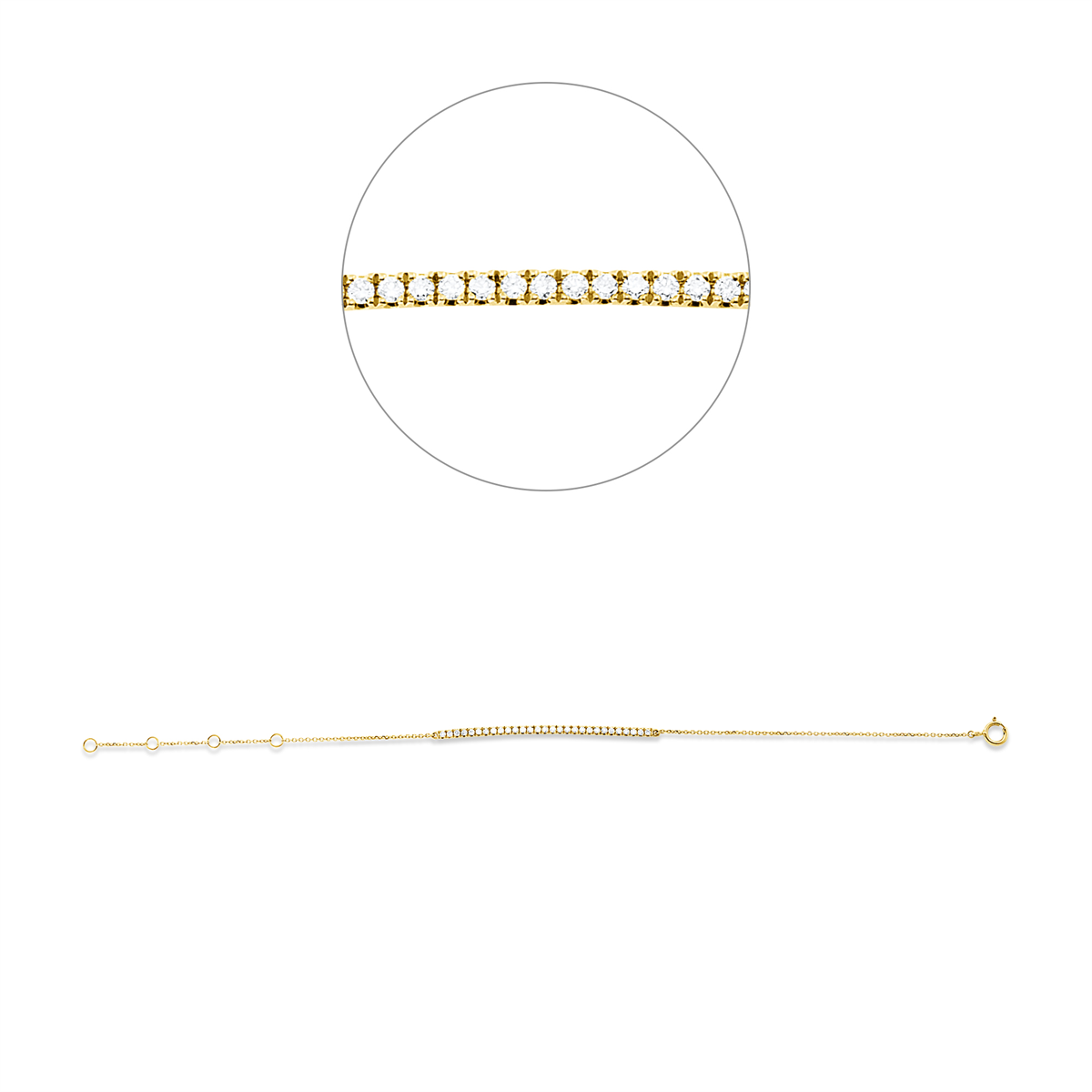 diamond full cut  modern woman bracelet in yellow gold