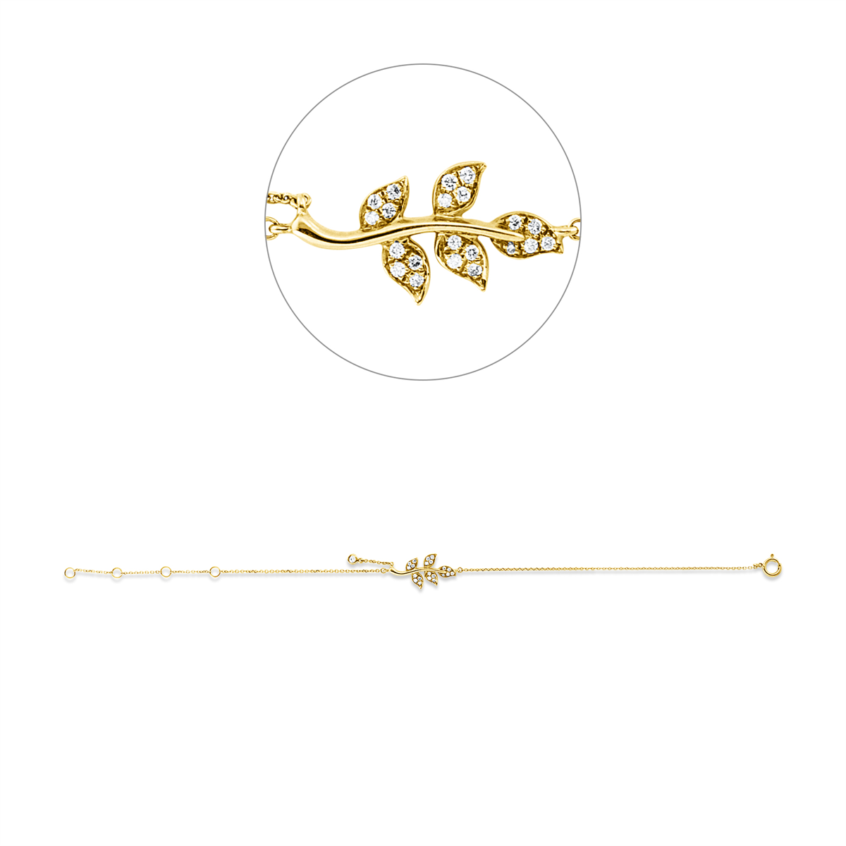 diamond full cut  modern woman bracelet in yellow gold