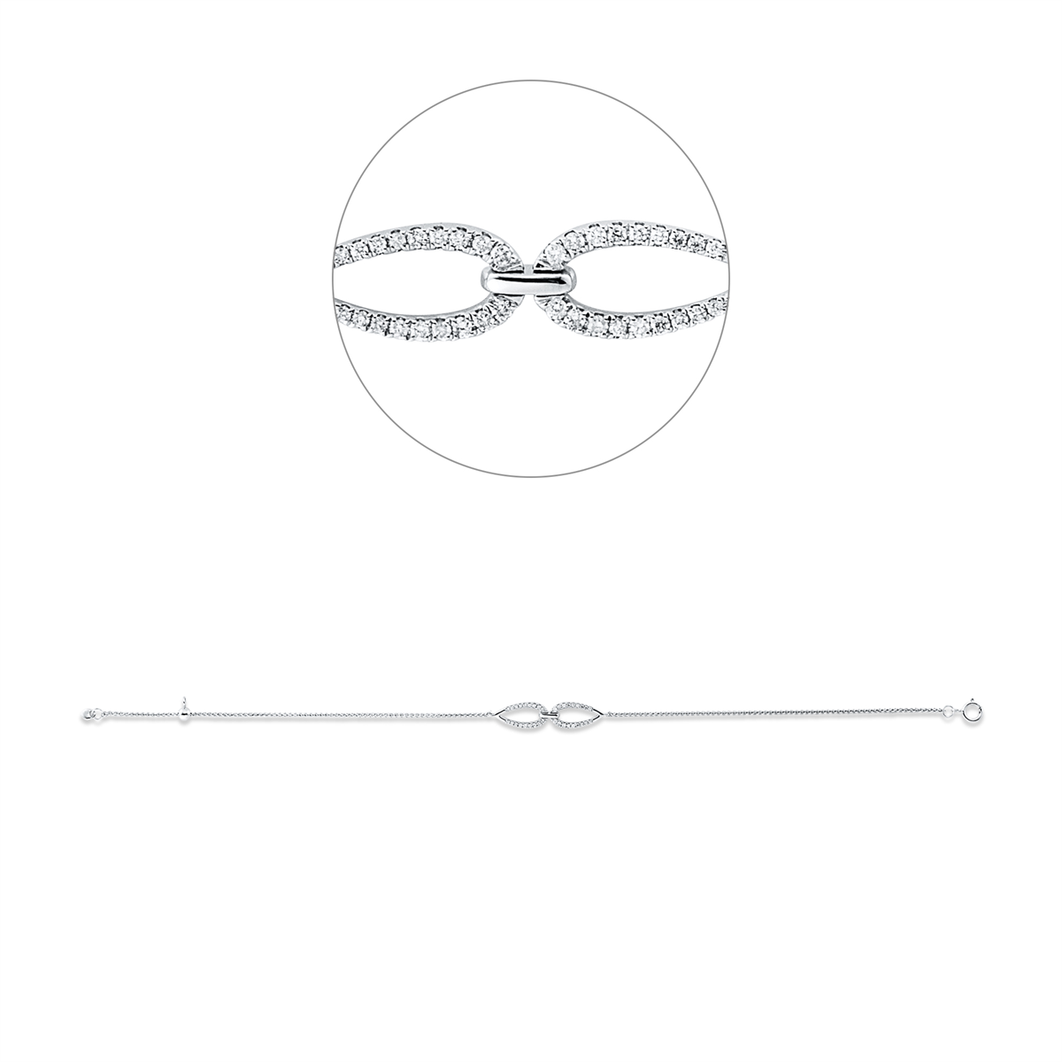 diamond full cut  modern woman bracelet in white gold