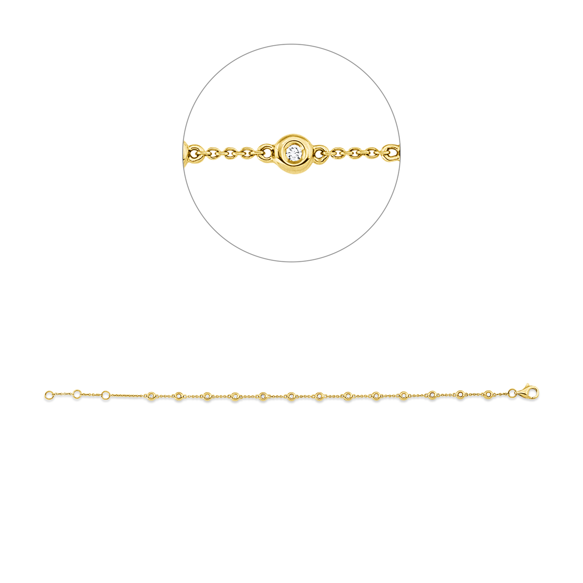 diamond full cut  modern woman bracelet in yellow gold