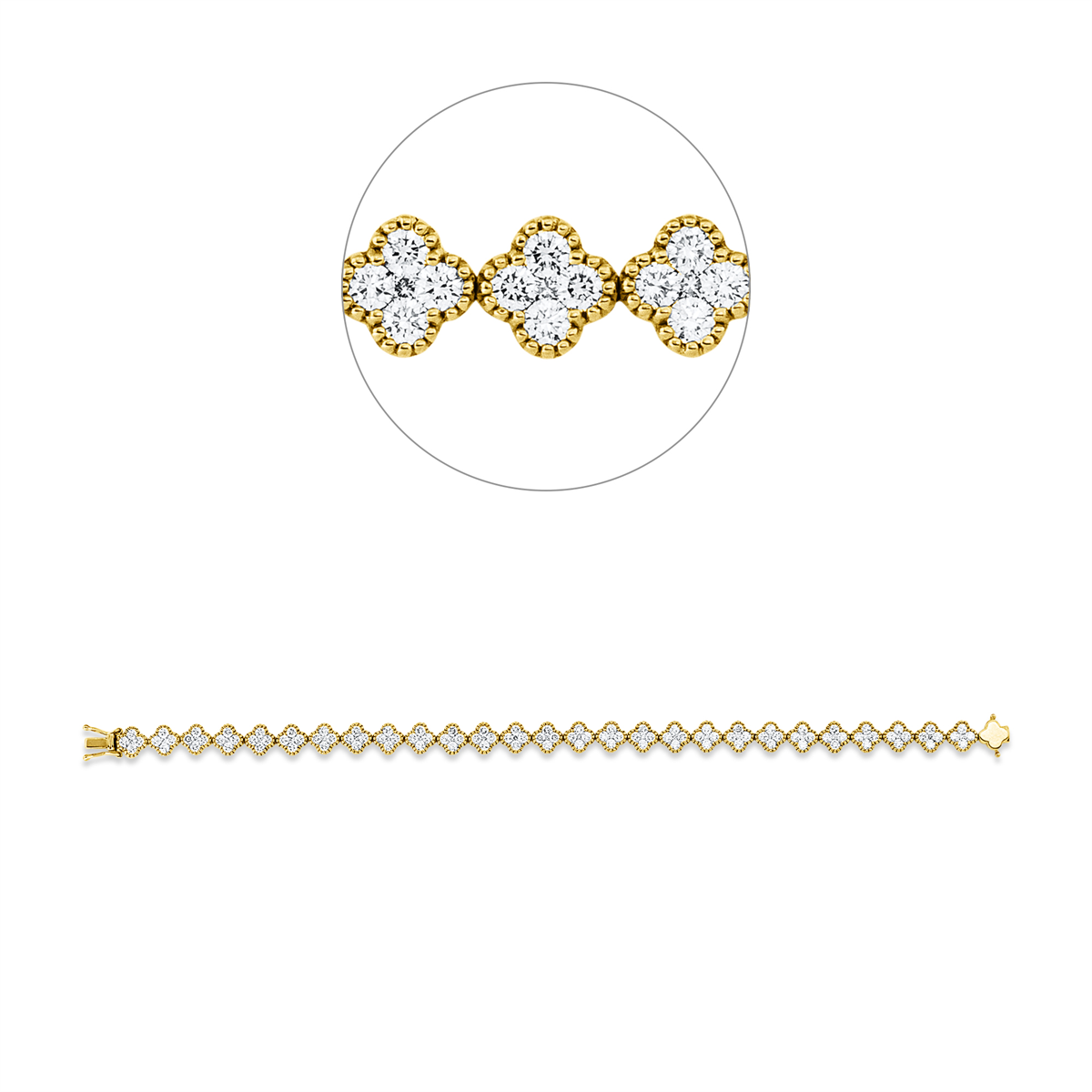 diamond full cut  illusion classic bracelet in yellow gold