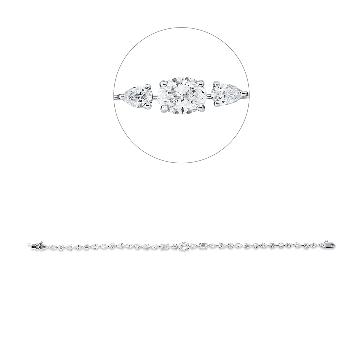 diamond full cut  exclusive bracelet in white gold
