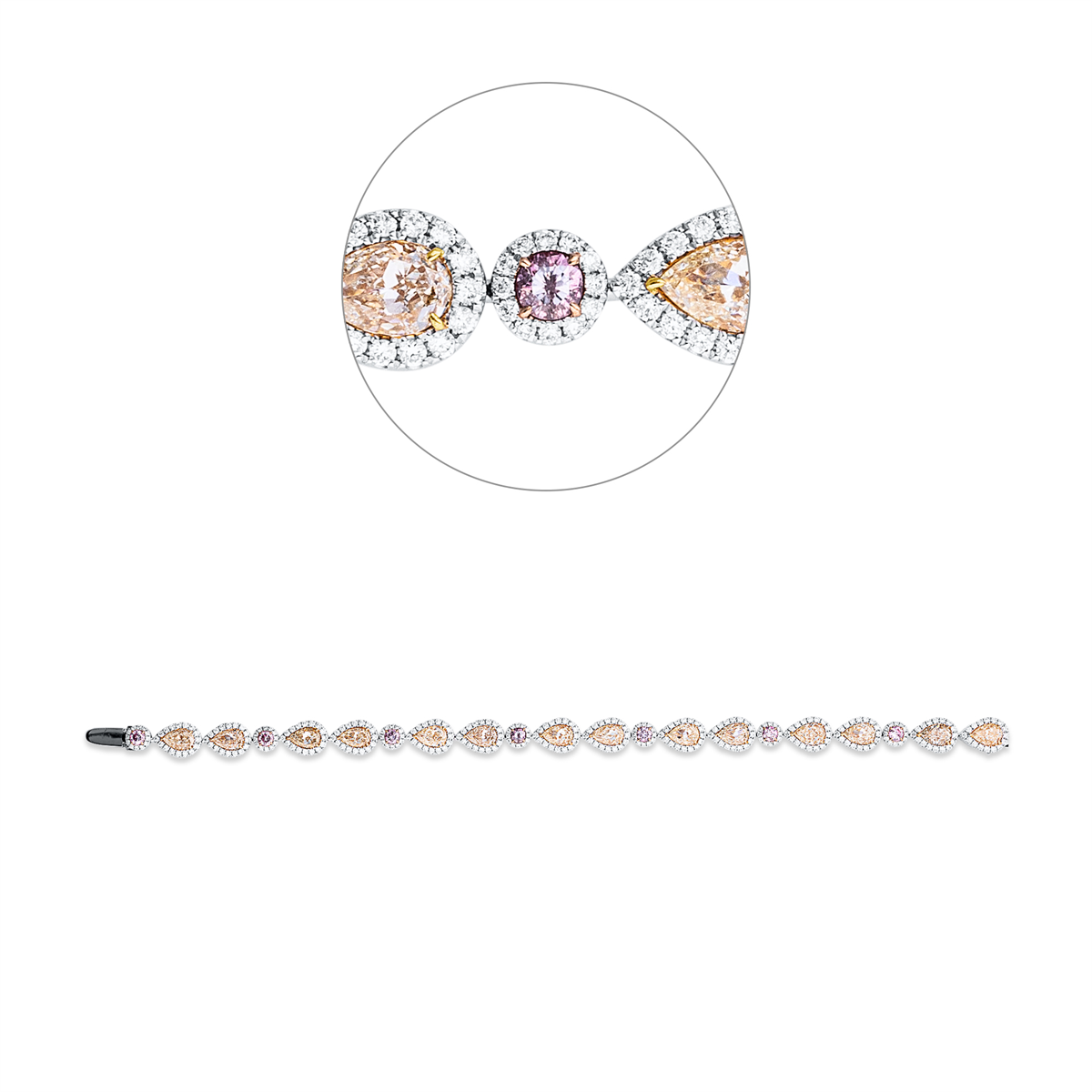 diamond full cut  fancy colored diamond bracelet in whitegold /yellowgold /redgold