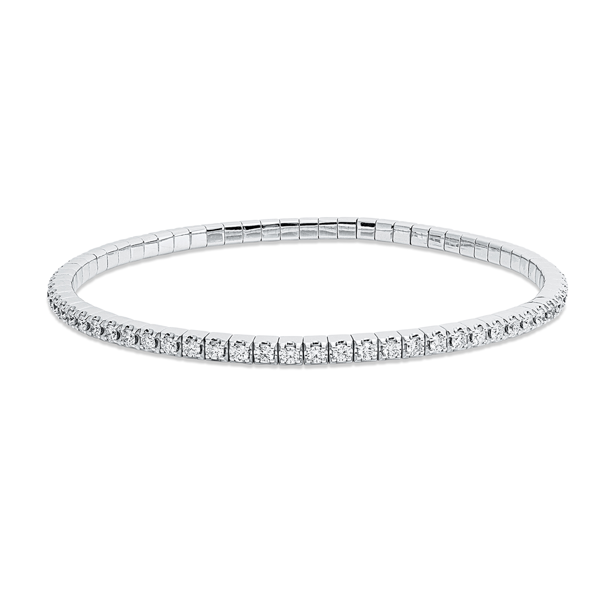 diamond full cut  flex bracelet in white gold