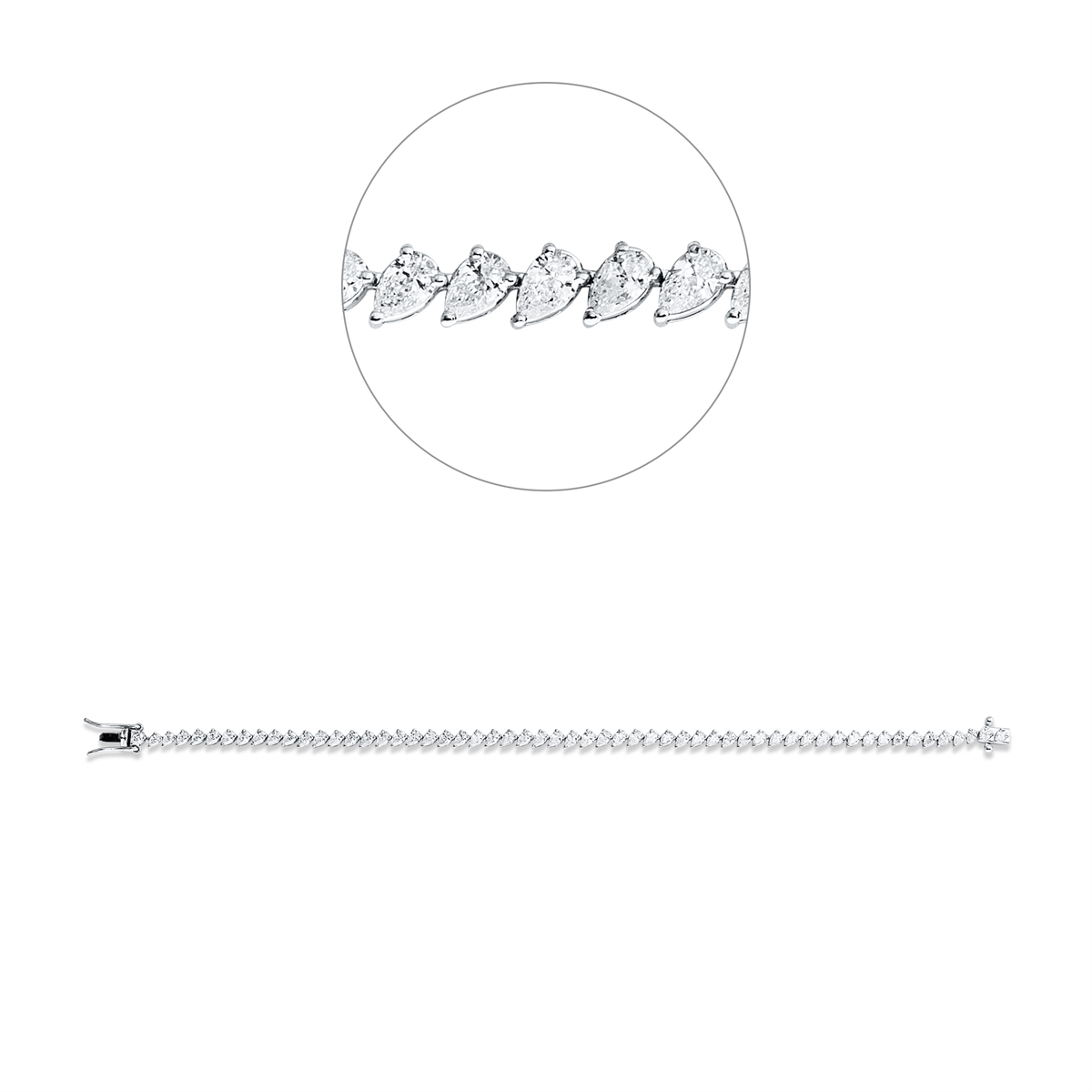 pear shape  tennis bracelet bracelet in white gold
