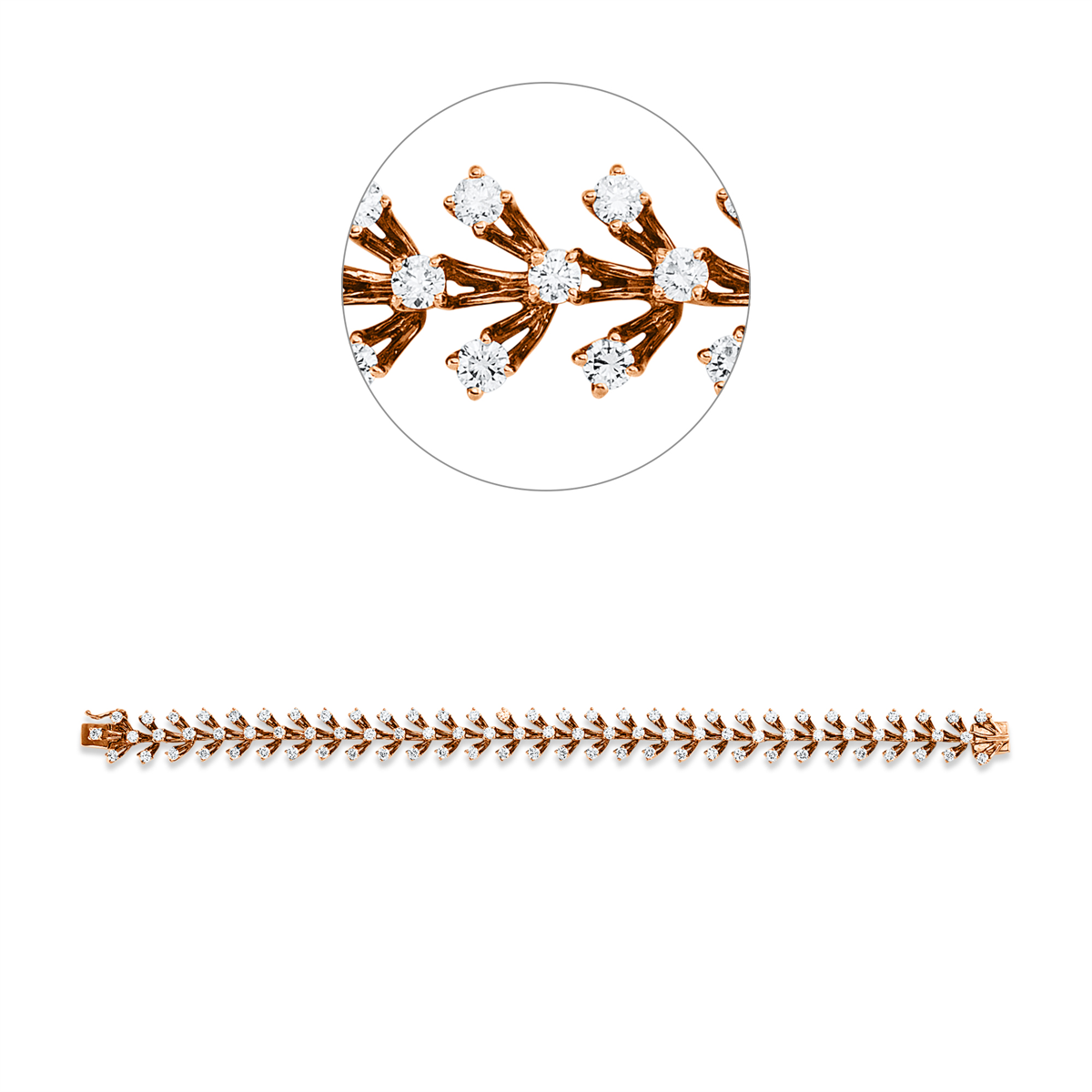 diamond full cut  multi-stone bracelet in red gold