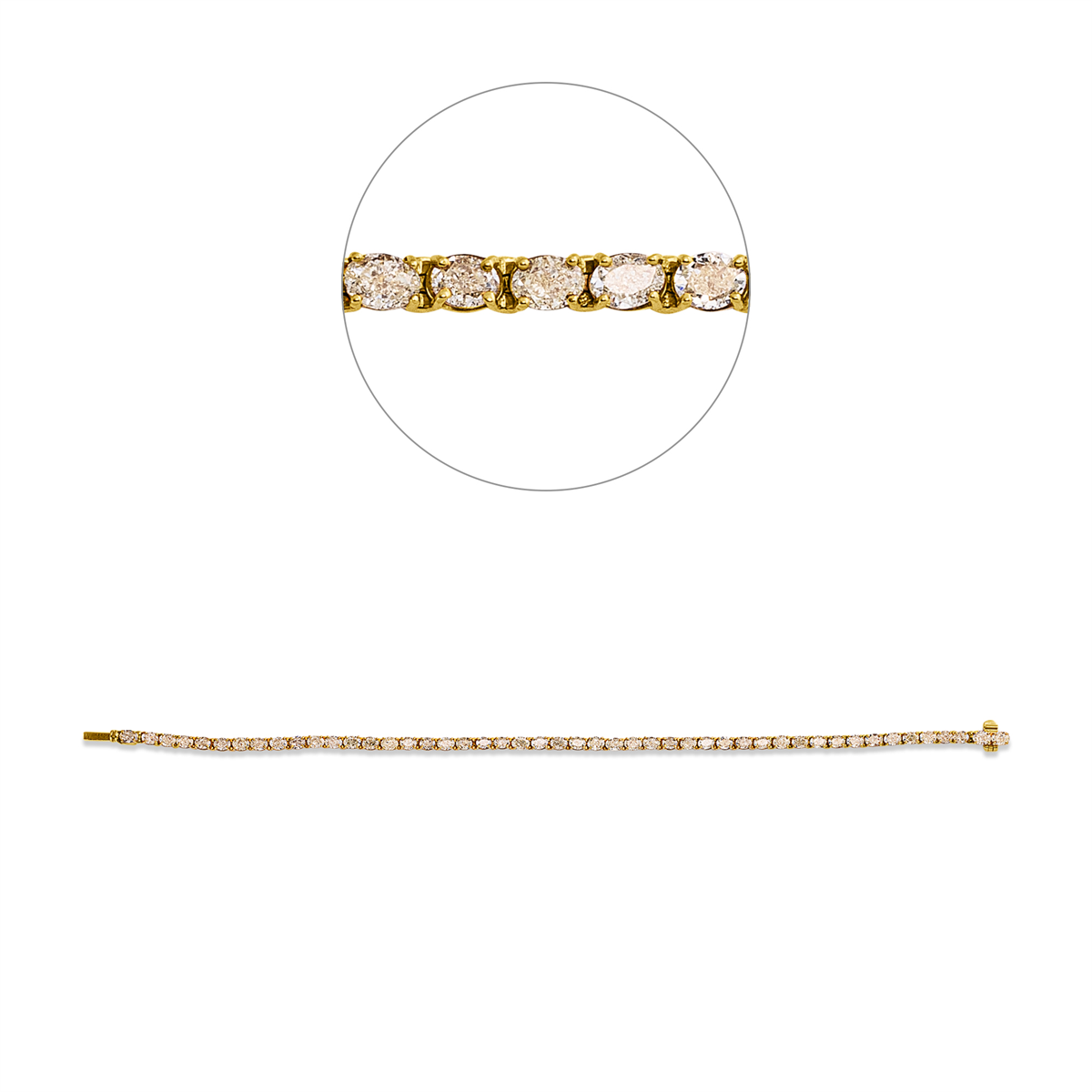 oval  fancy colored diamond bracelet in yellow gold