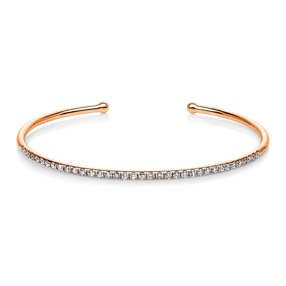 diamond full cut  modern woman bangle in red gold