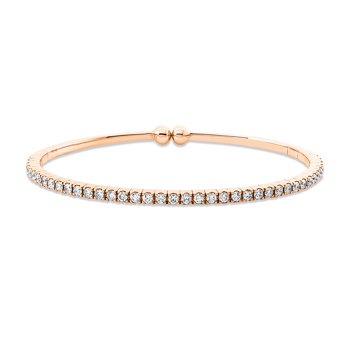 diamond full cut  flex bangle in red gold