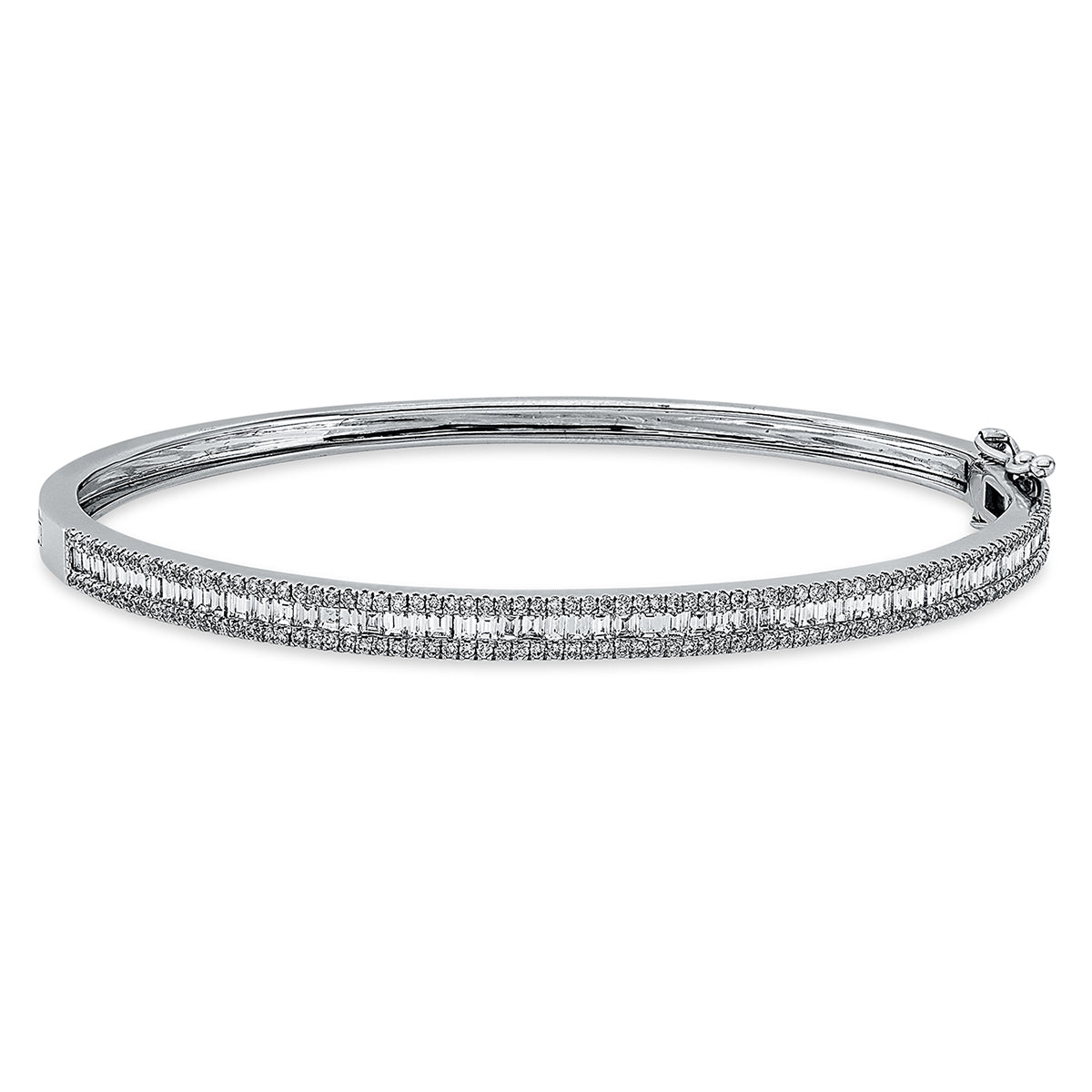 diamond full cut  baguette bangle in white gold