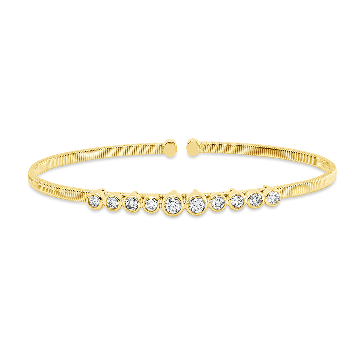 diamond full cut  modern woman bangle in yellow gold