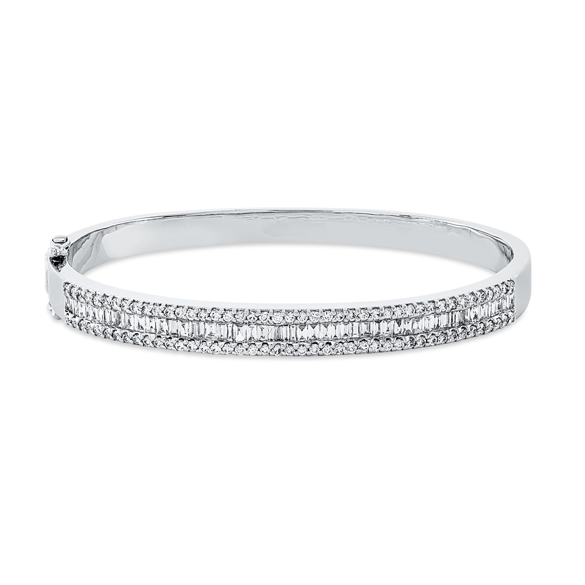 diamond full cut  baguette bangle in white gold
