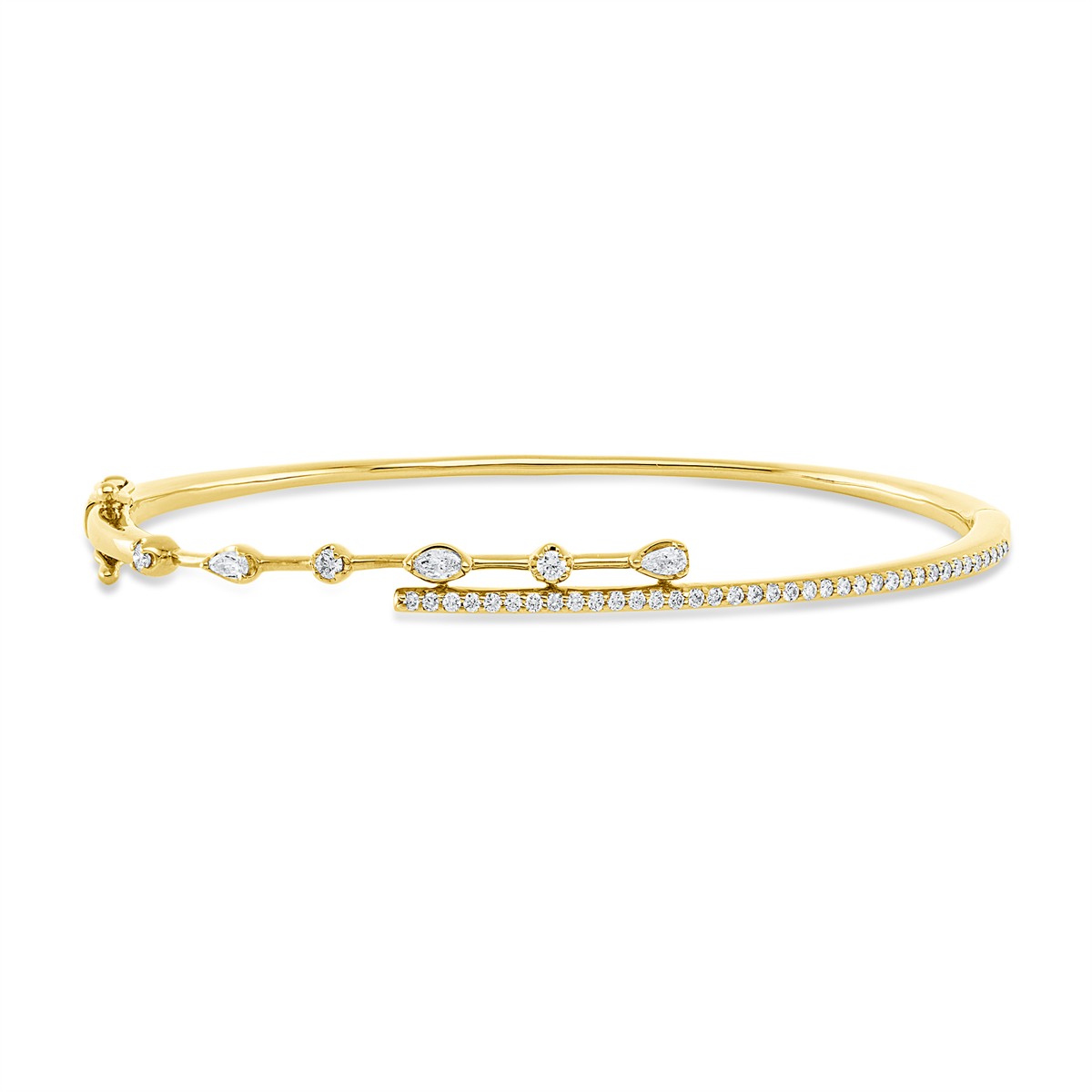 diamond full cut  modern woman bangle in yellow gold