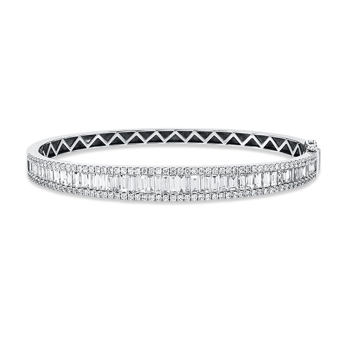 diamond full cut  baguette bangle in white gold