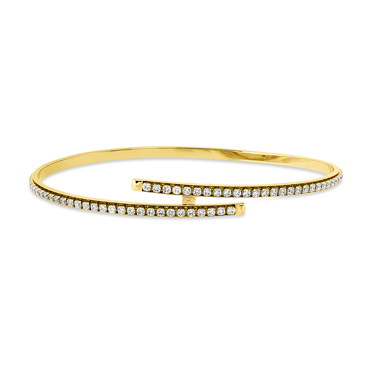 diamond full cut  modern woman bangle in yellow gold