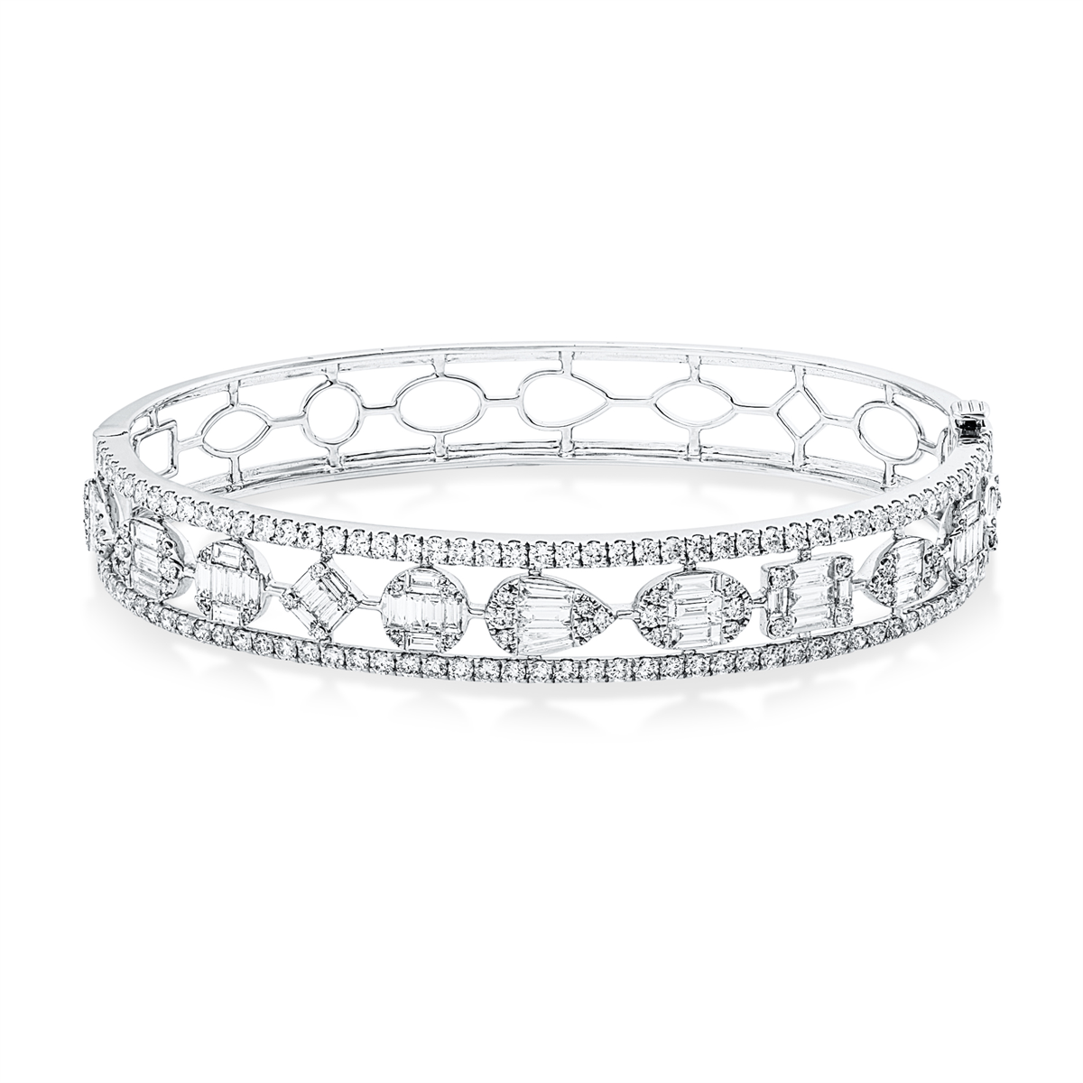 baguette  exclusive bangle in white gold