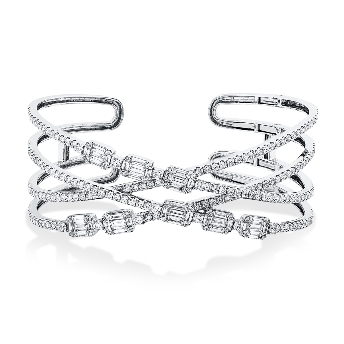 baguette  exclusive bangle in white gold