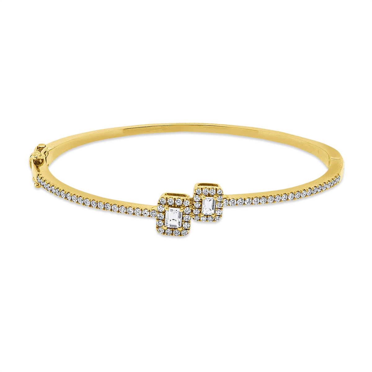 diamond full cut  baguette bangle in yellow gold
