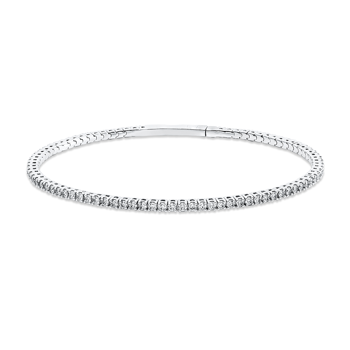 diamond full cut  modern woman bangle in white gold