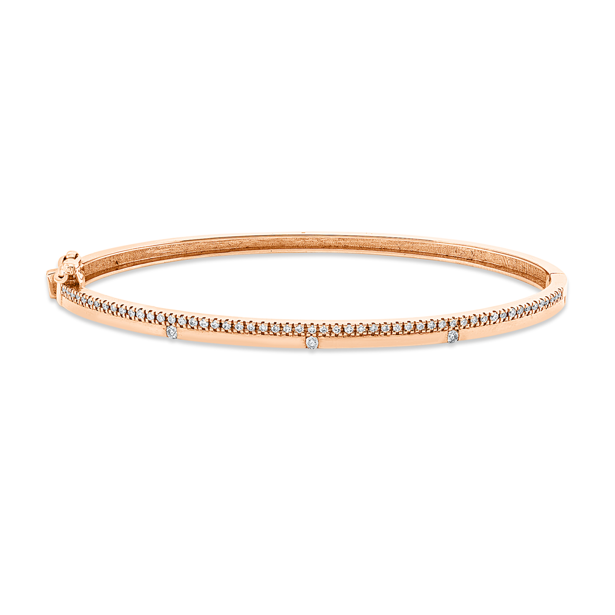 diamond full cut  modern woman bangle in red gold