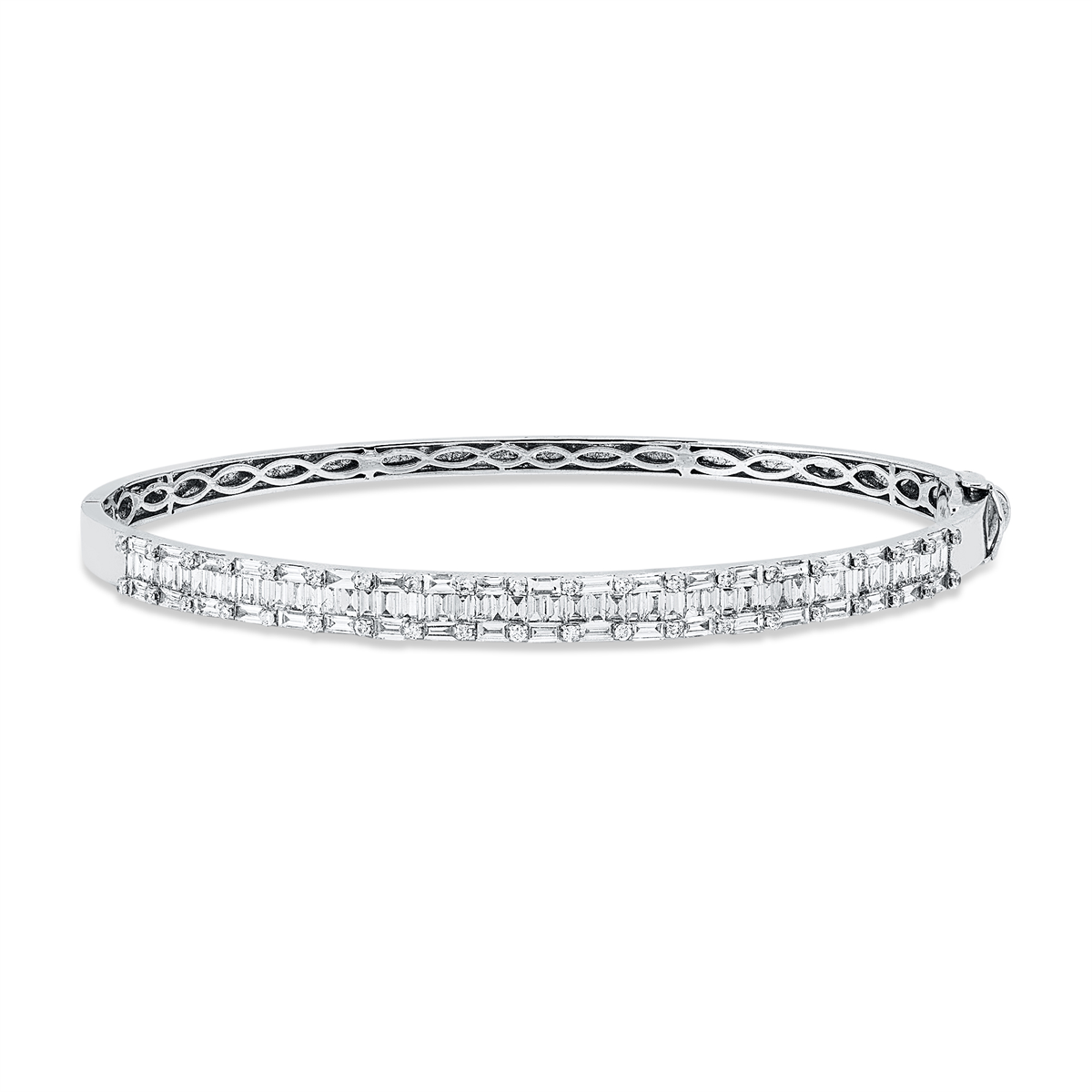 diamond full cut  baguette bangle in white gold