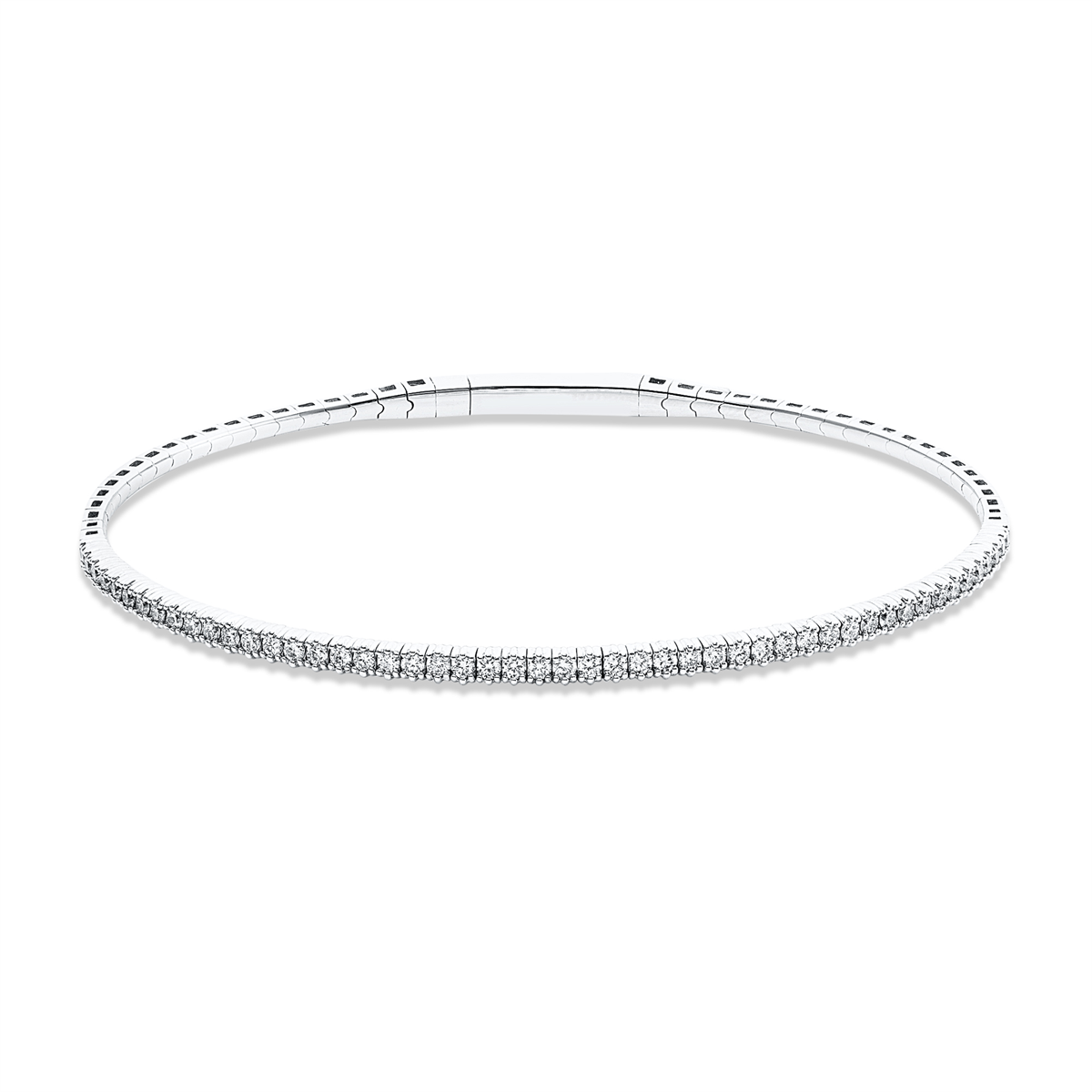 diamond full cut  multi-stone bangle in white gold