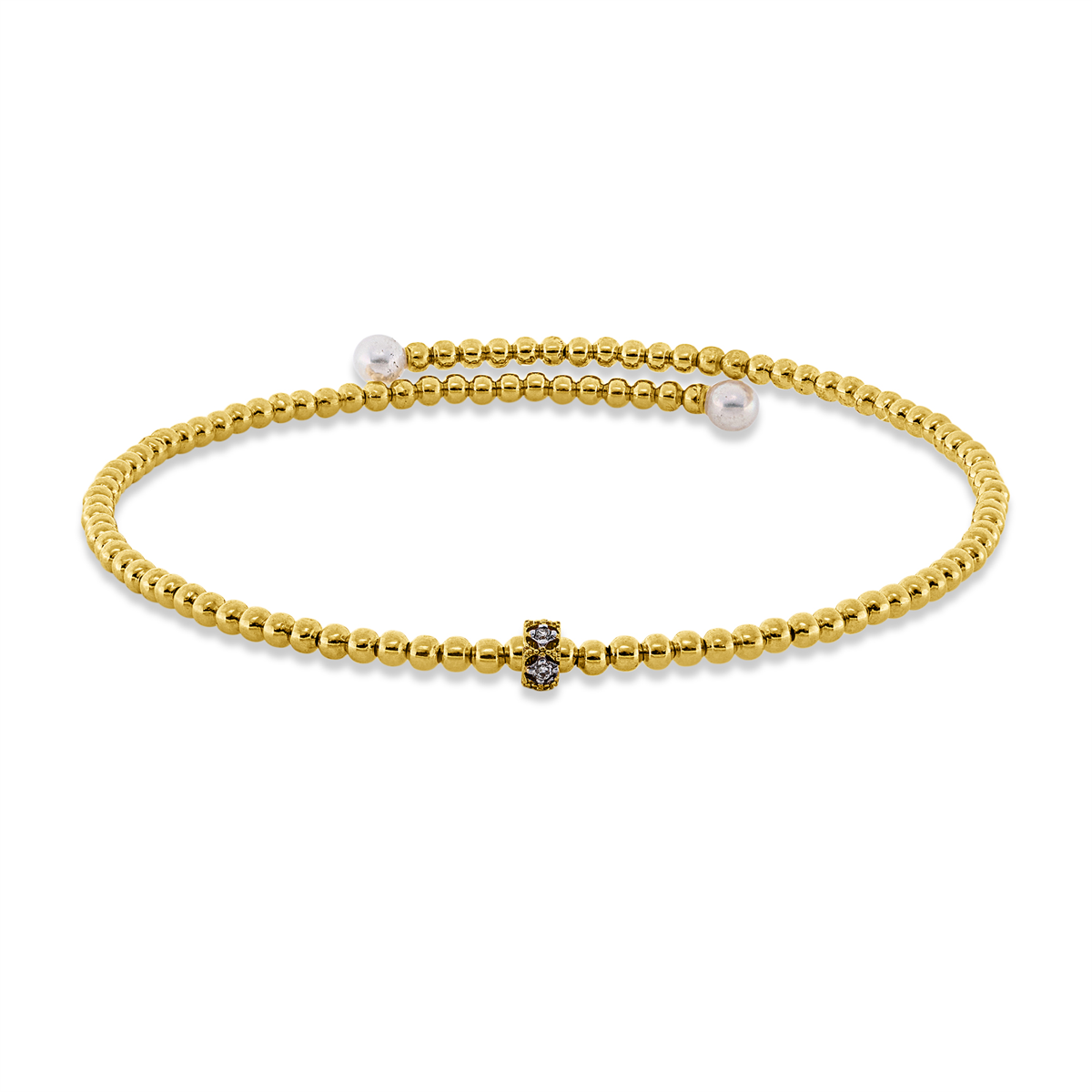 diamond full cut  pearl bangle in yellow gold / white gold