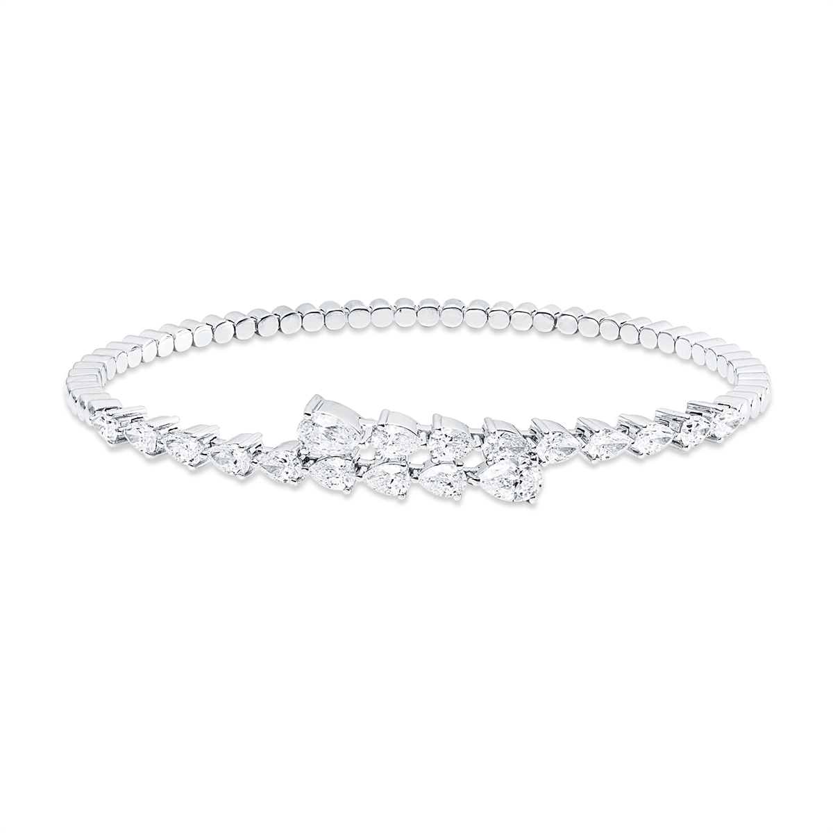 pear shape  exclusive bangle in white gold