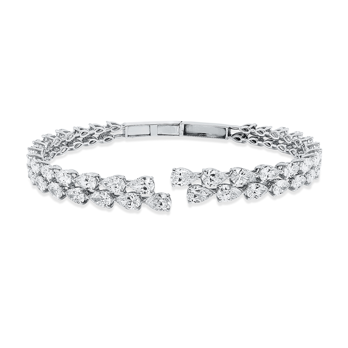 pear shape  exclusive bangle in white gold