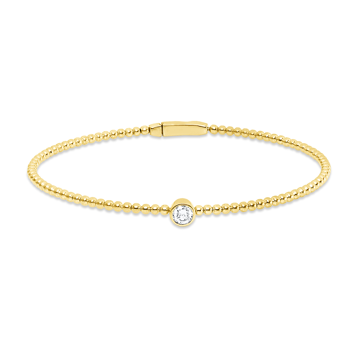 diamond full cut  solitaire bangle in yellow gold
