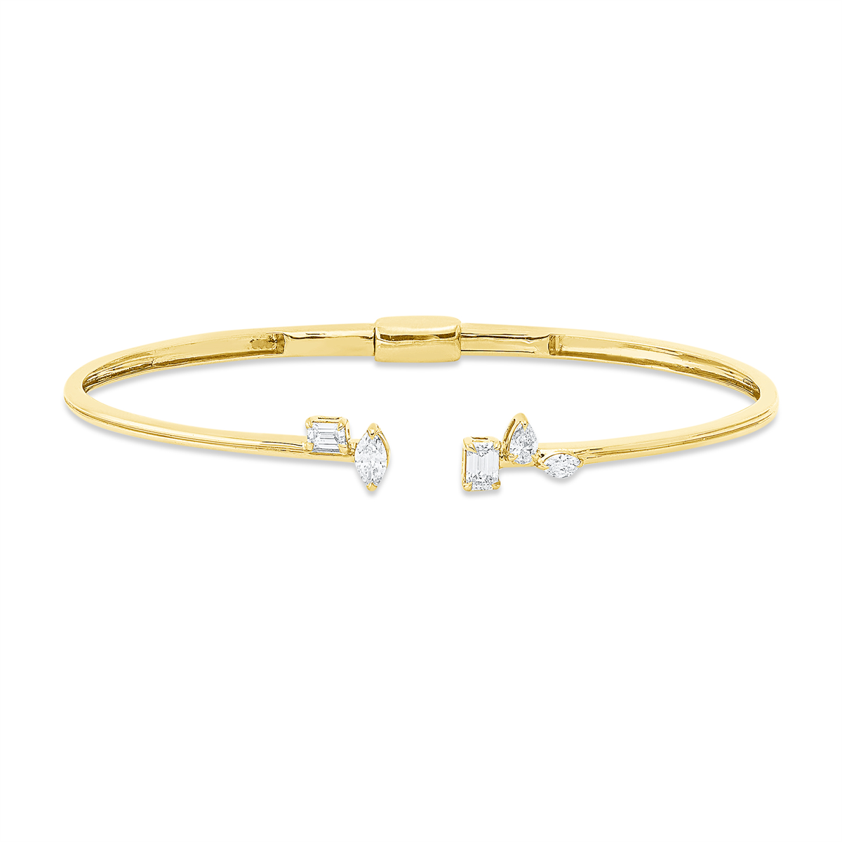 pear shape  baguette bangle in yellow gold