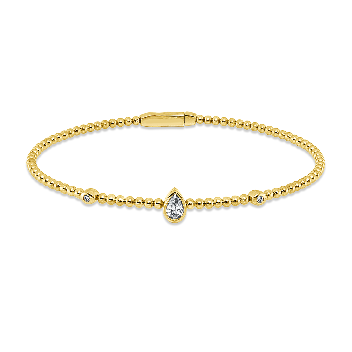diamond full cut  solitaire with accent stones bangle in yellow gold