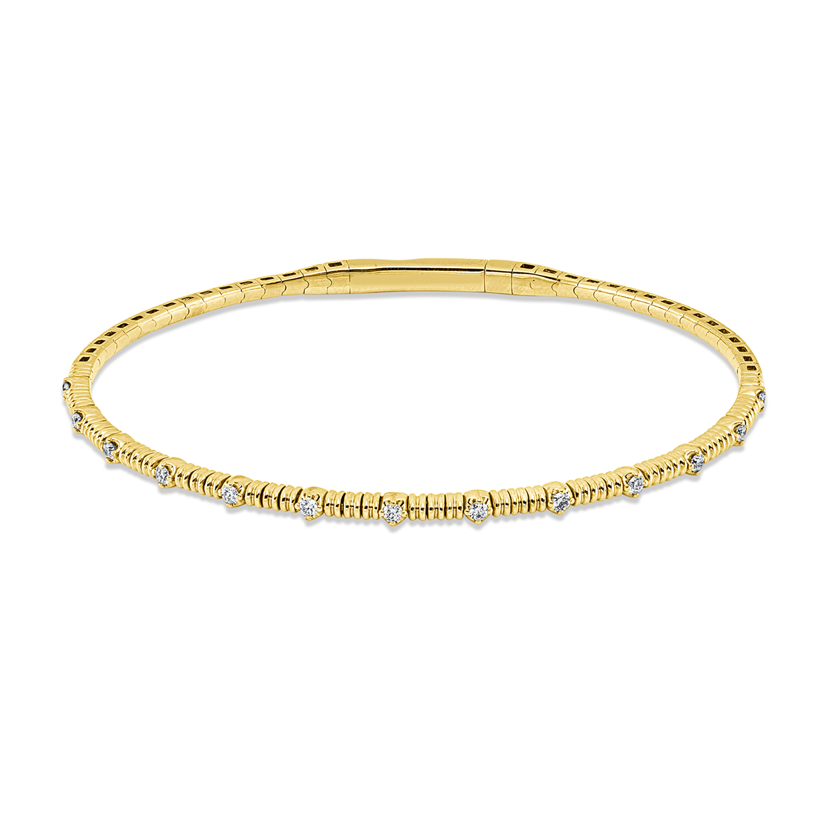 diamond full cut  modern woman bangle in yellow gold
