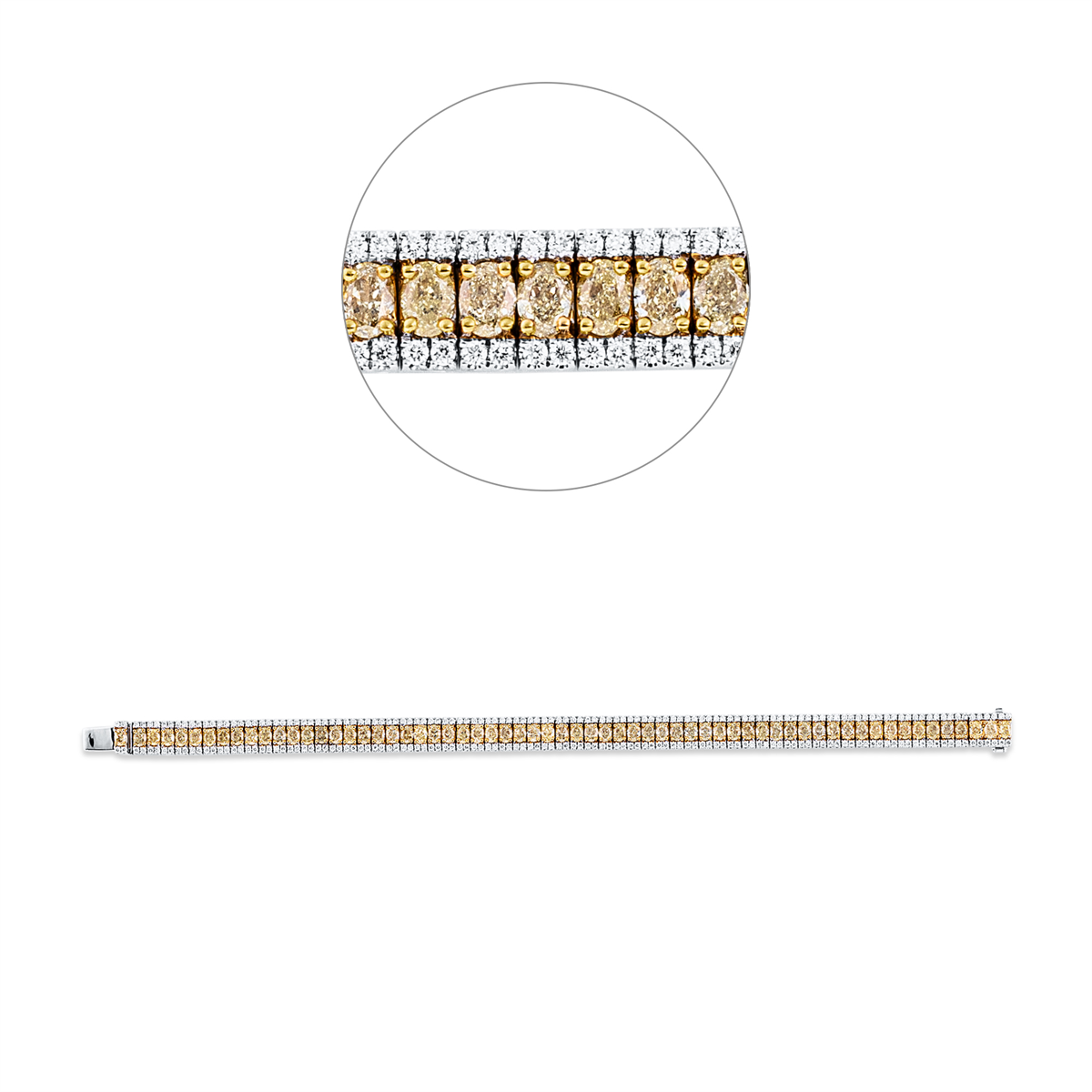 diamond full cut  fancy colored diamond bangle in white gold / yellow gold