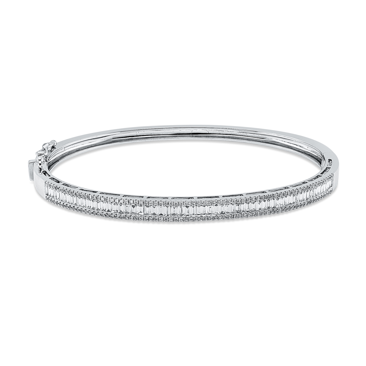 diamond full cut  baguette bangle in white gold