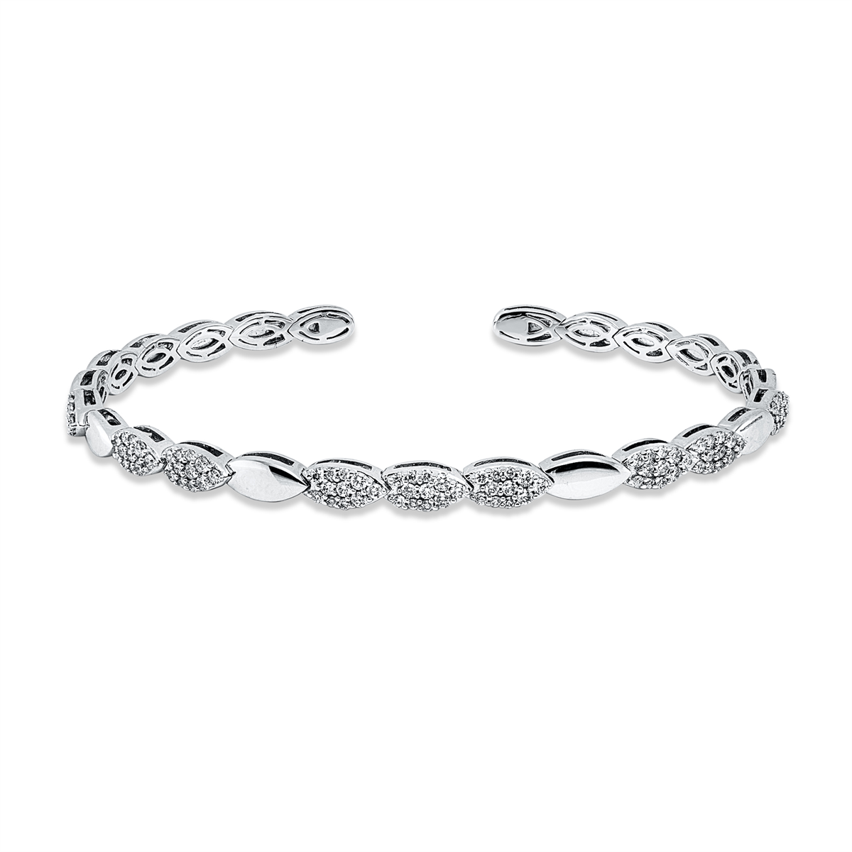 diamond full cut  modern woman bangle in white gold