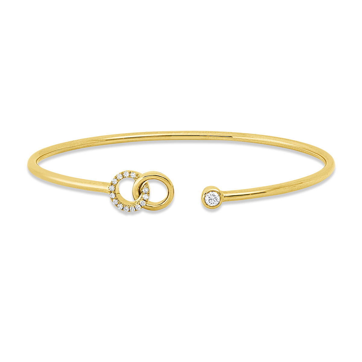 diamond full cut  modern woman bangle in yellow gold