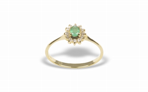 Vanaf daar Draaien Kilauea Mountain Gouden Ring met Smaragd en Diamanten - Koh-i-Noor Diamonds